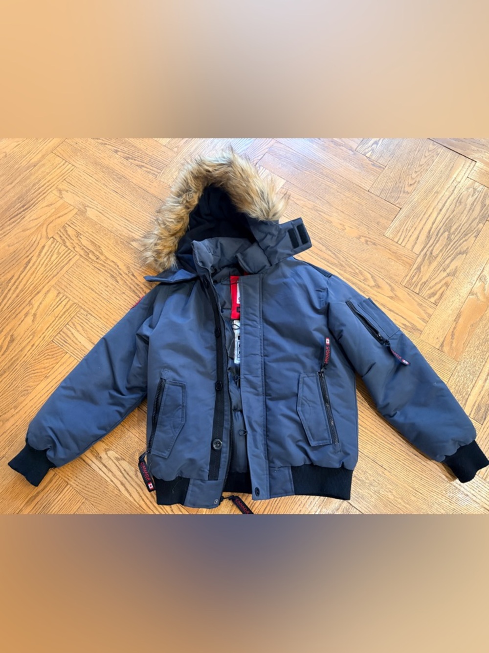 Canada Weather Gear Kids Charcoal Grey Hooded Winter Jacket